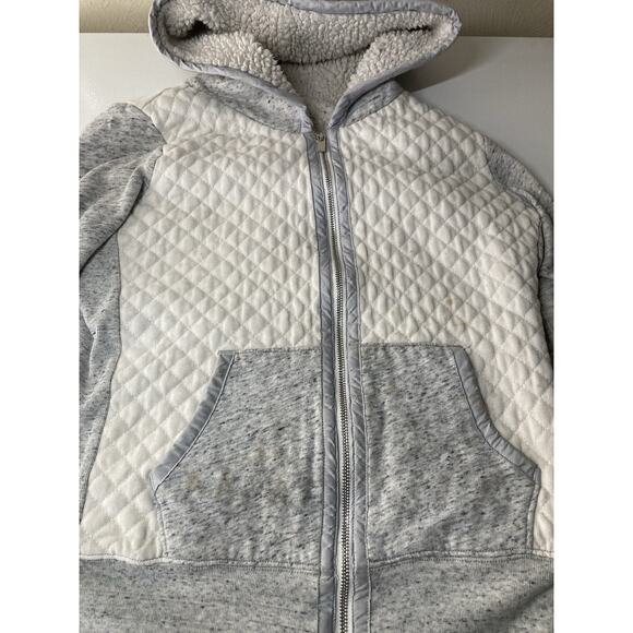 Abercrombie & Fitch Hoodie Womens White And Gray Large Full Zip Fleece - Picture 1 of 13
